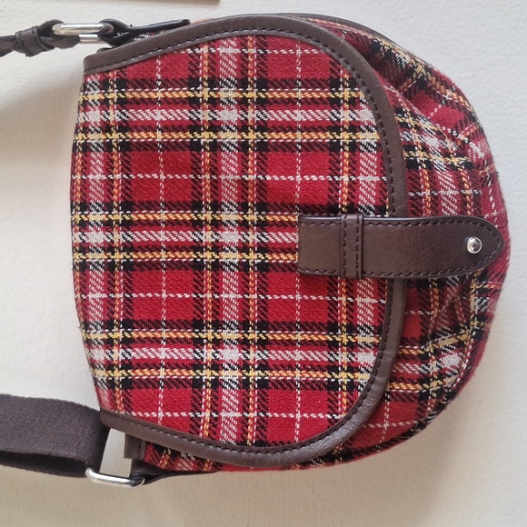 G.H. Bass & Co. Heritage Collection Plaid Crossbody Saddle Bag - Red Tartan - Picture 3 of 11